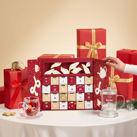 Calendrier 24 Boîtes Vrac, Infuseur en Verre & Tasse Double Paroi