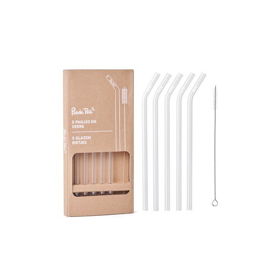 5 Pailles en Verre Transparentes