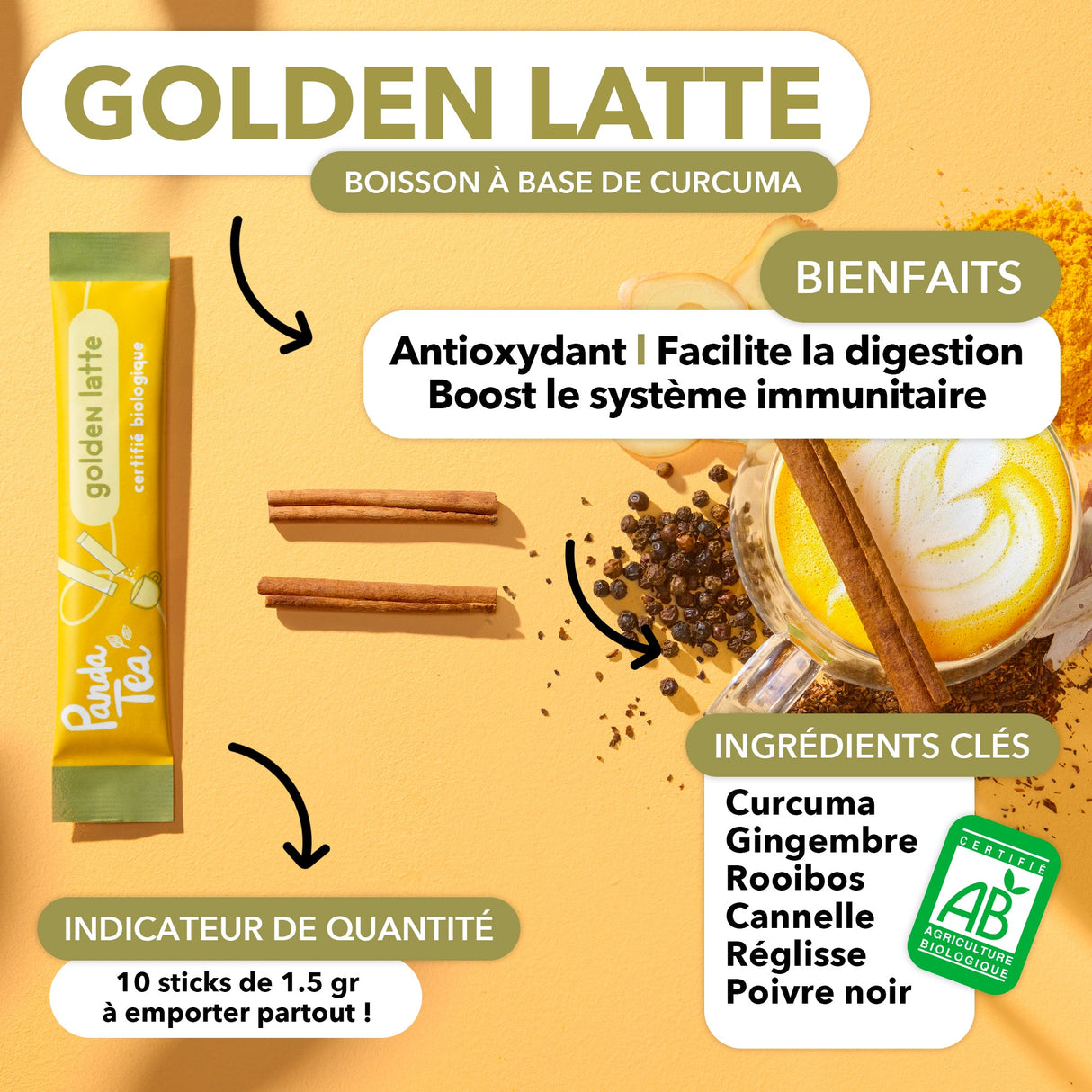 Golden Latte Bio en Sticks