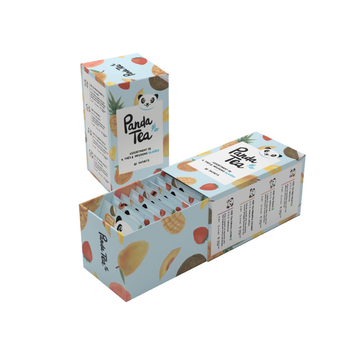 Panda Tea - Ice Tea Detox, Thé Glacé, Infusion à Froid - Saveur Pêche,  Hibiscus, Vanille - Certifié Biologique - 28 Sachets Coton - Idée Cadeau  Femme Homme Anniversaire : : Epicerie